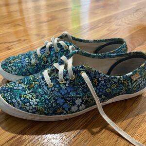 Keds Blue Floral Rifle Paper Company Canvas Sneakers- 6.5